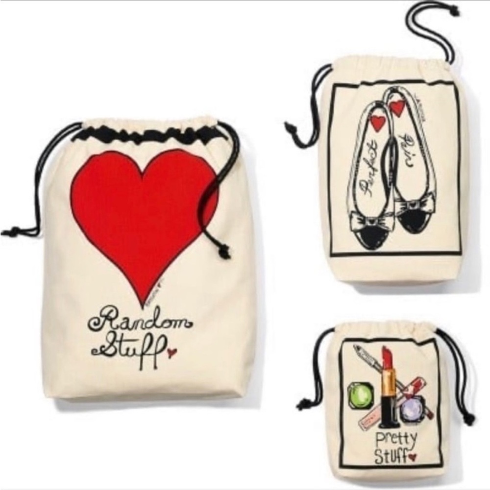 NWOT Brighton Canvas Drawstring Pouch Set – Travel Organizer Gift Set (3 Bags) - Picture 6 of 6